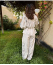 linen wide leg pants and shirt 